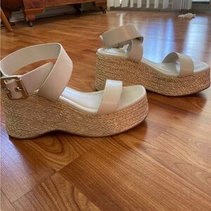 White espadrille wedge sandals